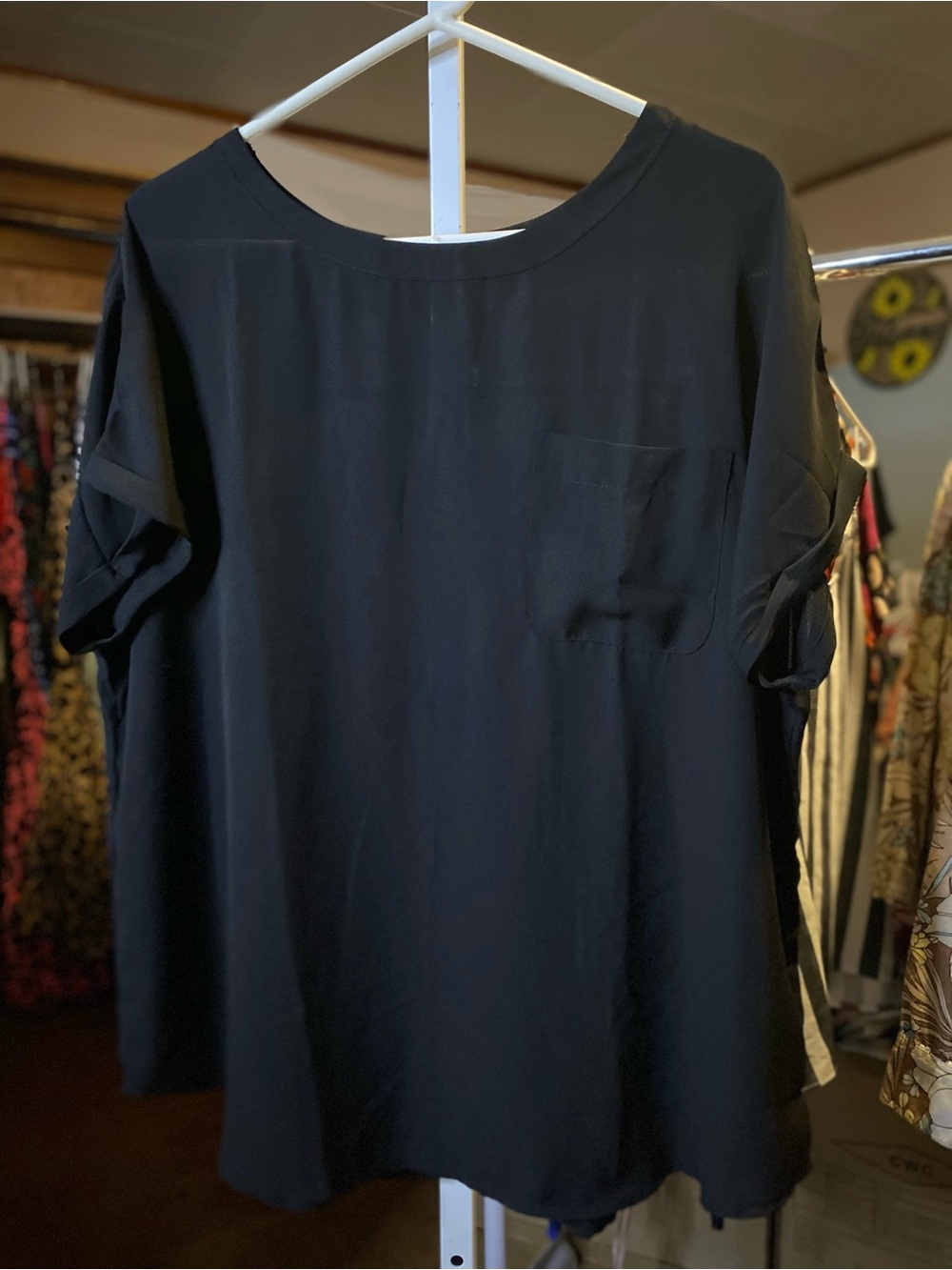 Buffalo David Bitton Black Relaxed Pocket Blouse